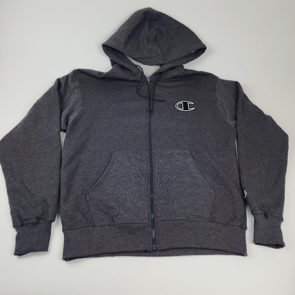 Champion Full Zip Hoodie Men’s Medium Gray Fleece Sweatshirt Athletic Casual
